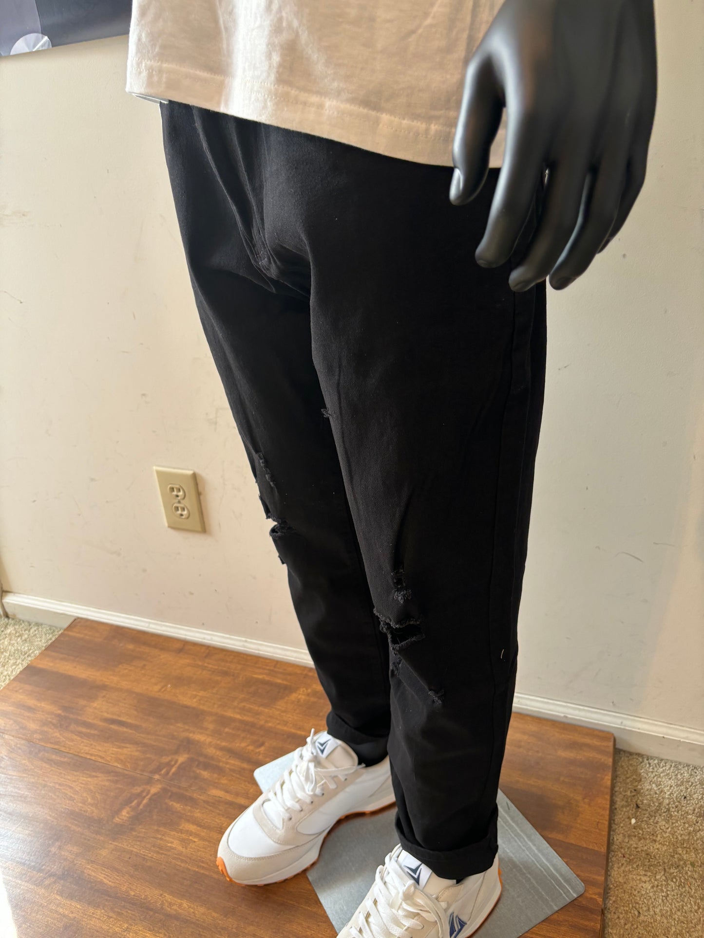 Black Jean Pants (rip designs and flexible)